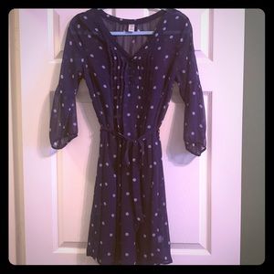 Navy and White Polka Dot Casual Dress